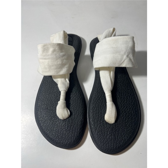 Sanuk Women's Black and White Sandals - Picture 1 of 7